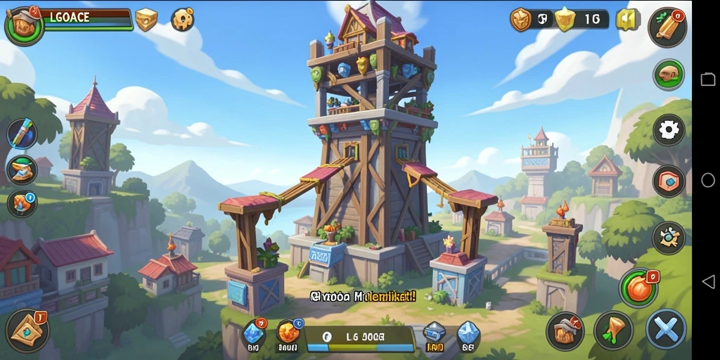 Screenshot gameplay LGOACE menampilkan menara dan musuh dalam aksi Tower Defense.